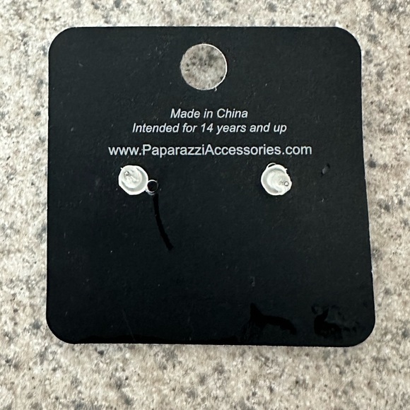 Paparazzi earrings black heart silver rinestone - Picture 2 of 2